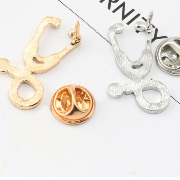 Silver Stethoscope Scrub Nurse Pins Custom Colour - Picture 7 of 14